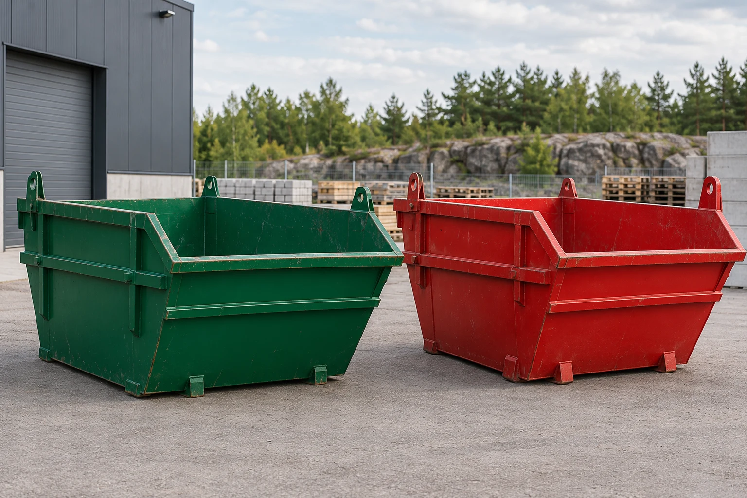 Grön och röd öppen container